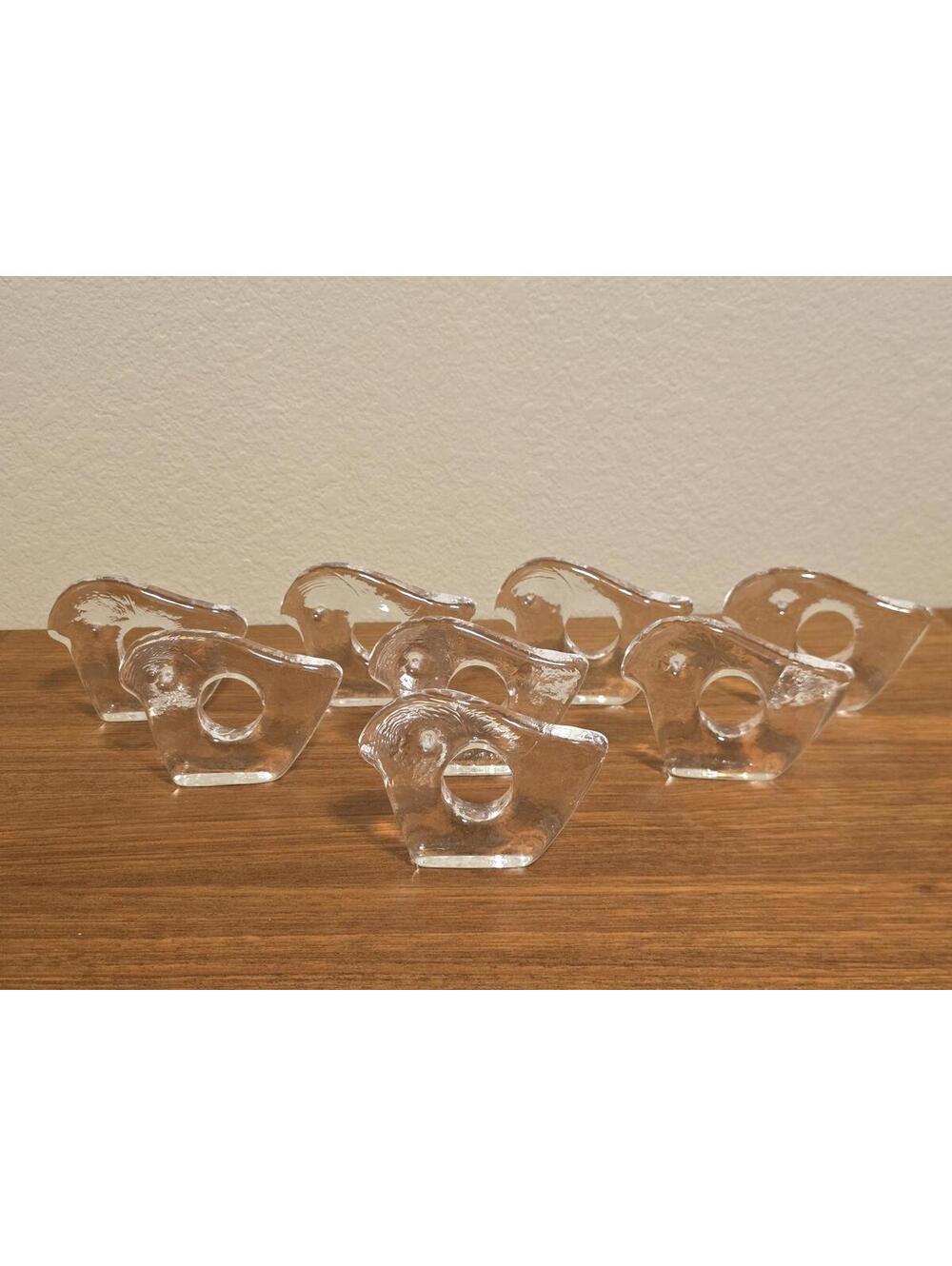 Vintage MCM Pukeberg Sweden Glass Napkin Ring/Egg Holders